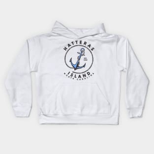 Vintage Anchor and Rope for Traveling to Hatteras Island, North Carolina Kids Hoodie